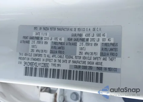 2020 Mazda Cx-30 Premium Package из США, поврежденный, VIN 3MVDMBEM0LM103660